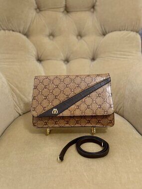 VTG Auth.MORABITO PARIS Monogram Coated Canvas Convertible Shoulder Clutch Bag